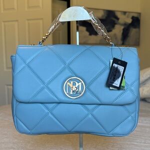 Badgley Mischka Light Blue Quilted Shoulder Bag